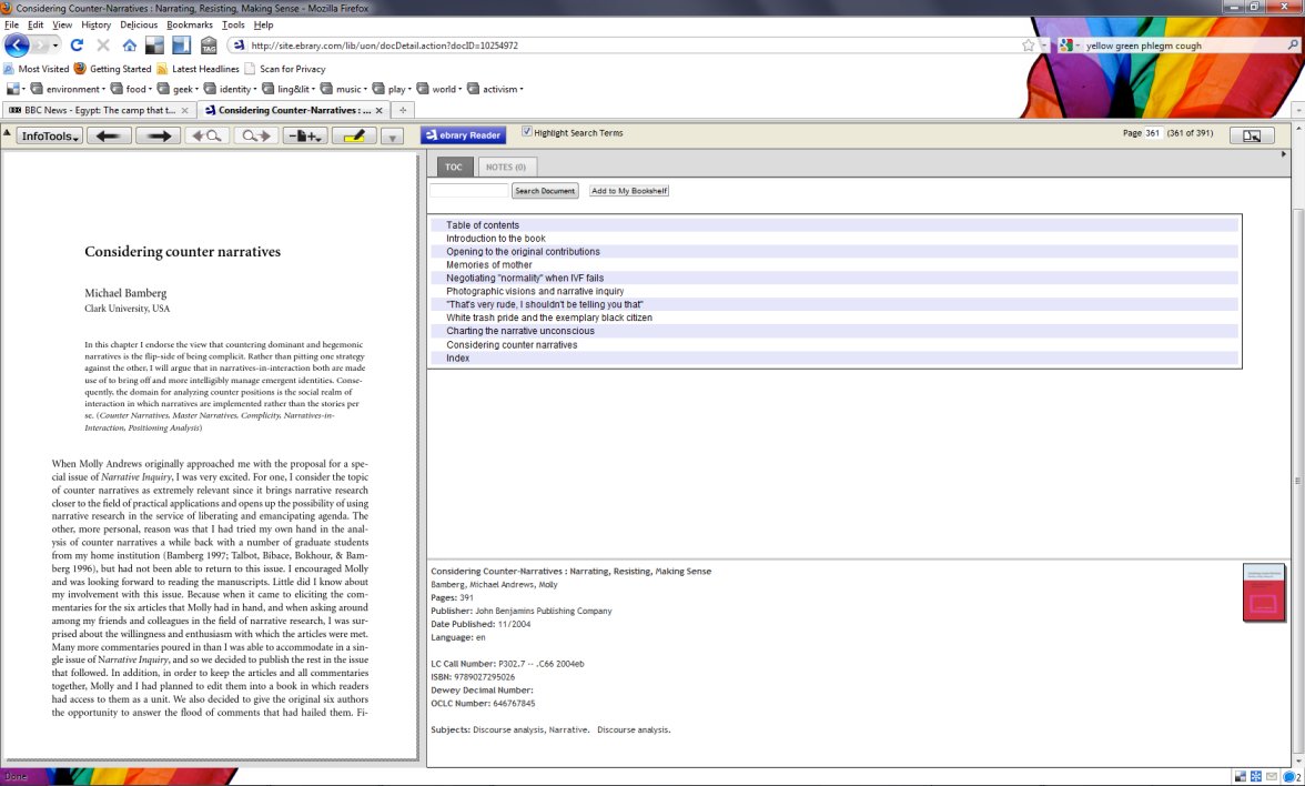 screenshot of ebrary reader