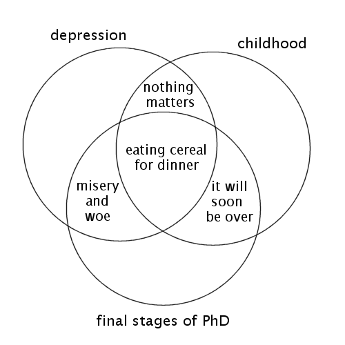 Venn diagram of the thesis writing experience