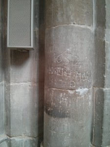 Winchester cathedral graffiti from 1632